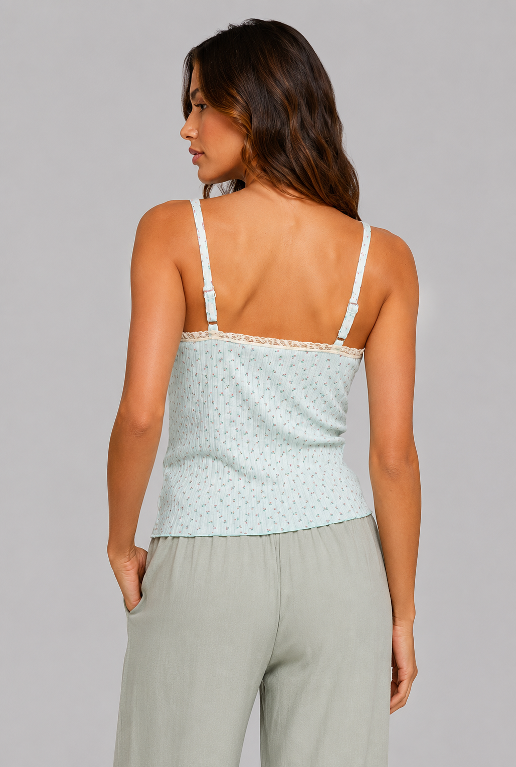 Camille Floral Ribbed Knit Cami Top
