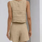 SALE Casual Cotton Sleeveless Square Neck Top + Shorts Two-Piece Set
