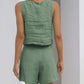SALE Casual Cotton Sleeveless Square Neck Top + Shorts Two-Piece Set