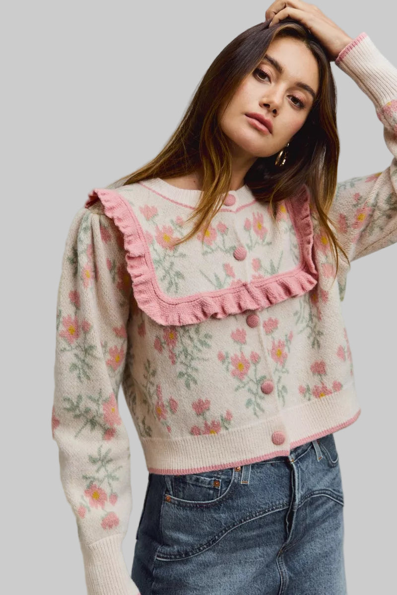 Catalina Delicate Flower Sweater Cardigan