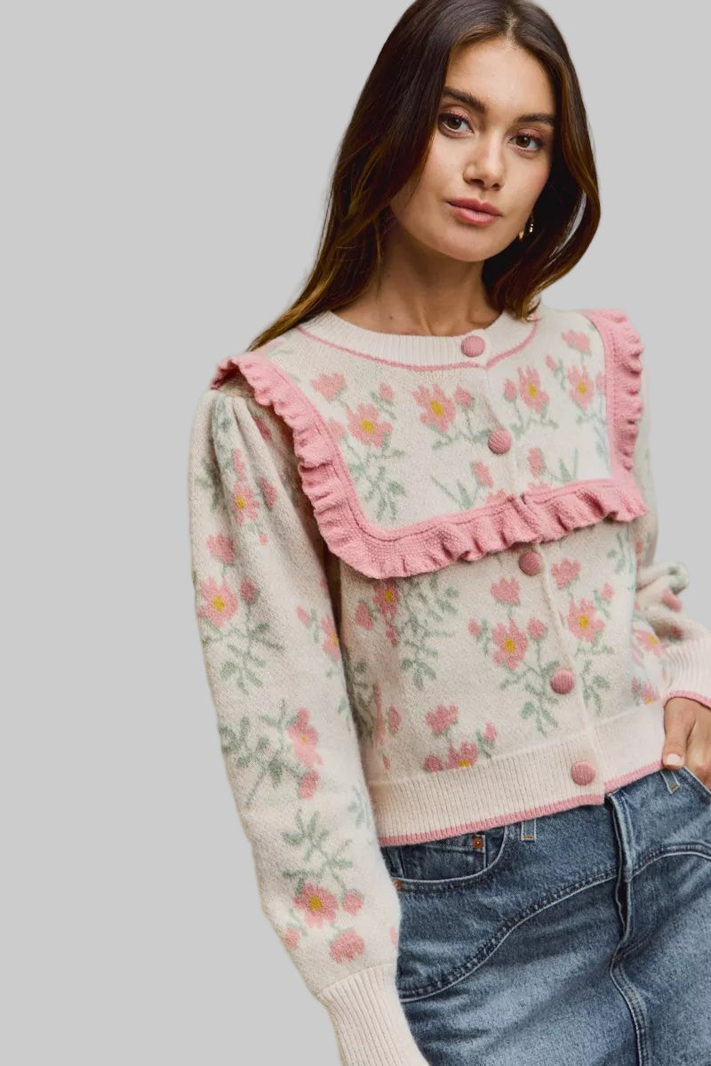 Catalina Delicate Flower Sweater Cardigan