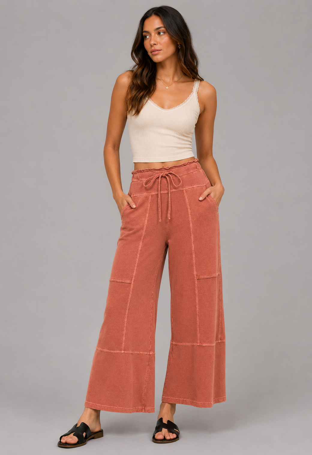 Cecelia Terry Washed Wide Leg Pants