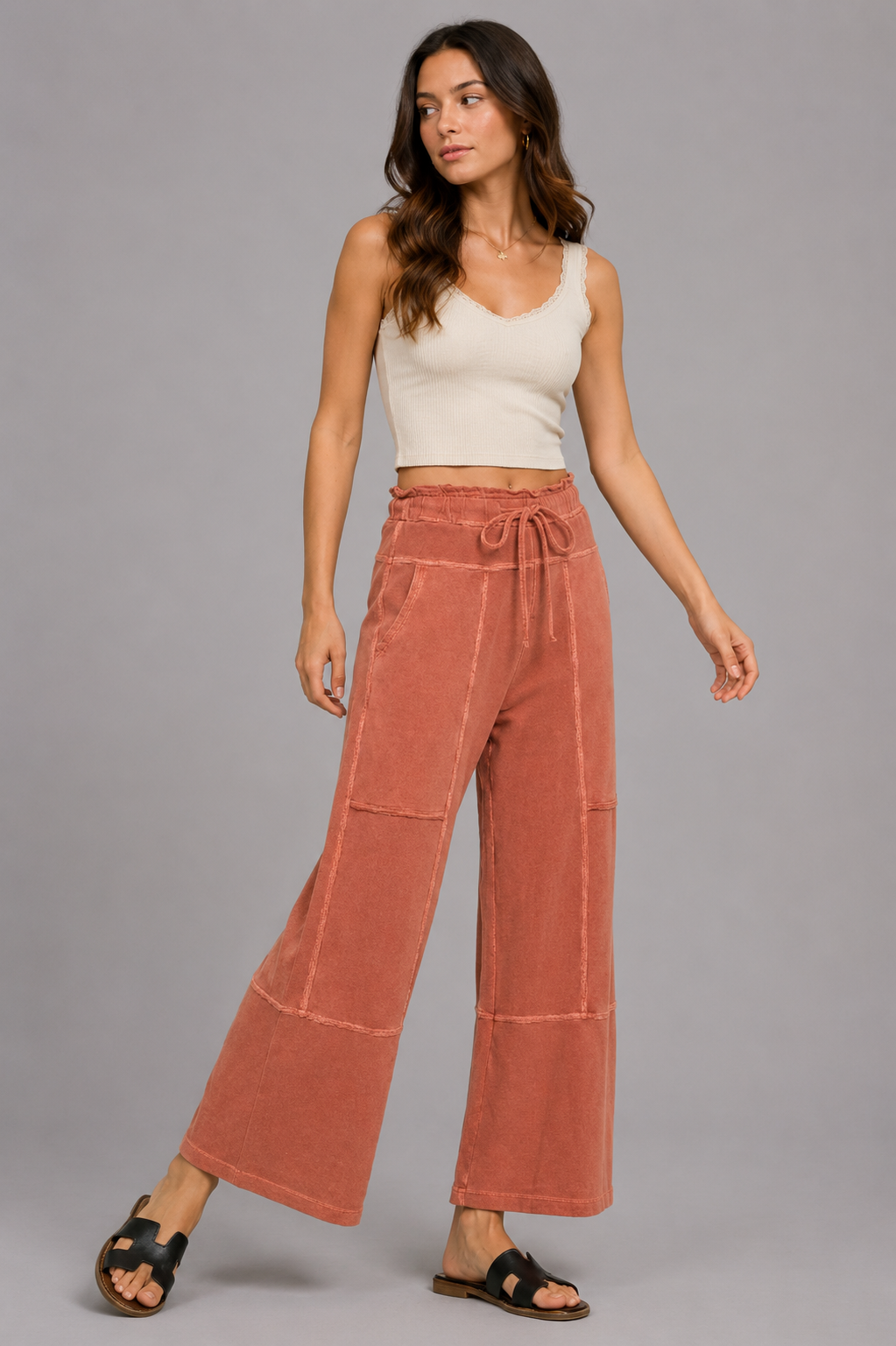 Cecelia Terry Washed Wide Leg Pants