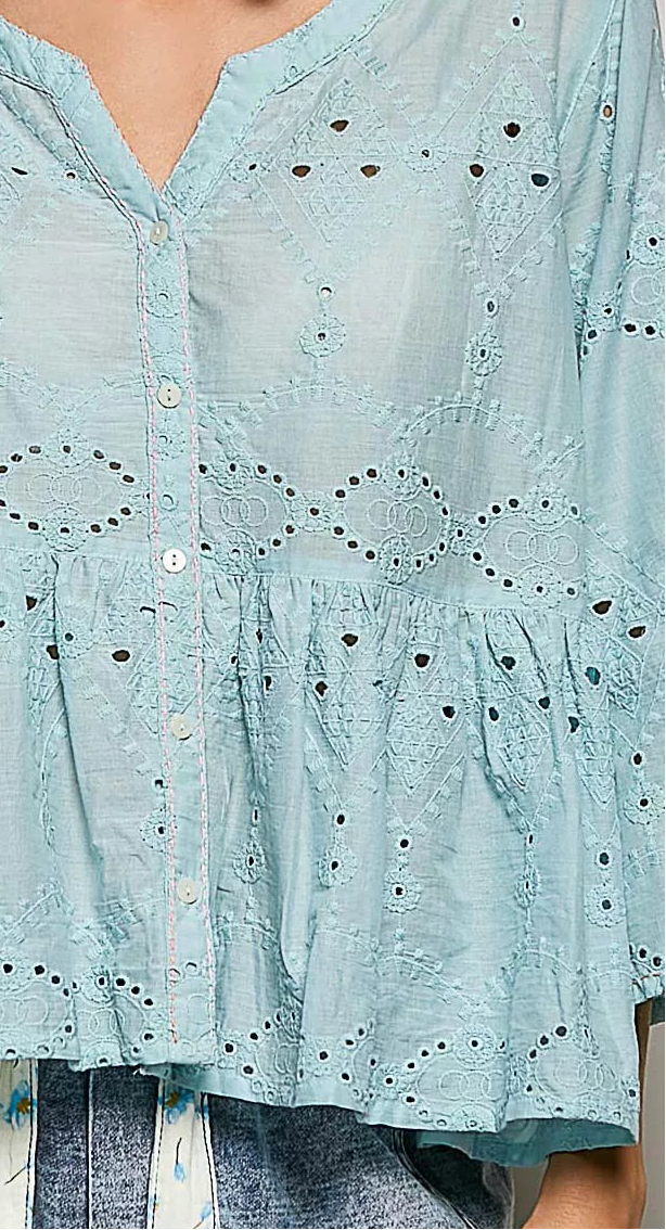 Charlotte Eyelet Peplum Blouse