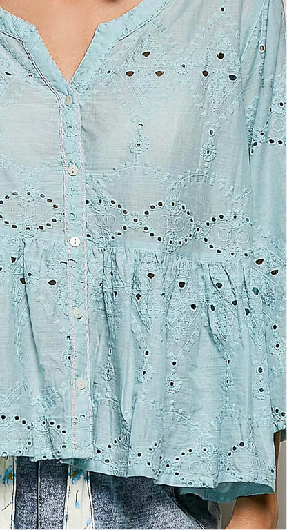 Charlotte Eyelet Peplum Blouse