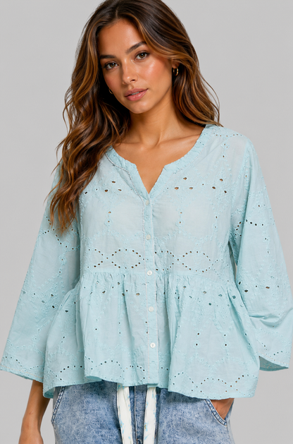 Charlotte Eyelet Peplum Blouse