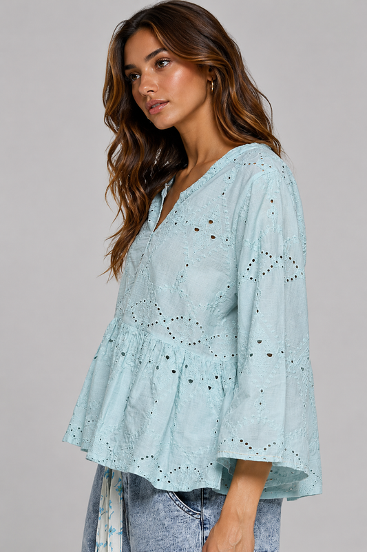 Charlotte Eyelet Peplum Blouse
