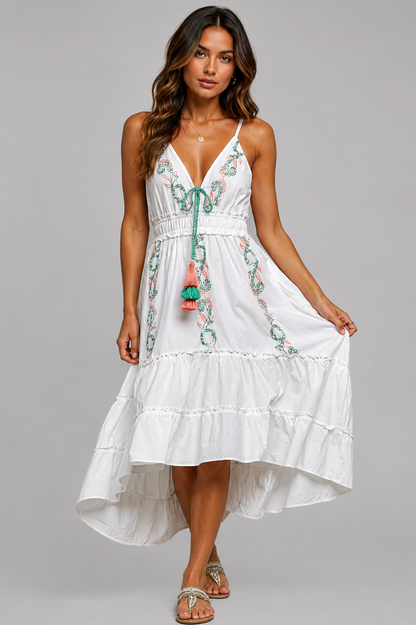 Scarlett Embroidered Smocked Midi Dress