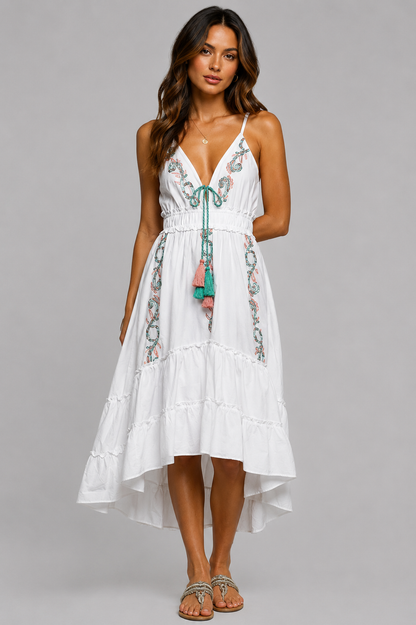 Scarlett Embroidered Smocked Midi Dress