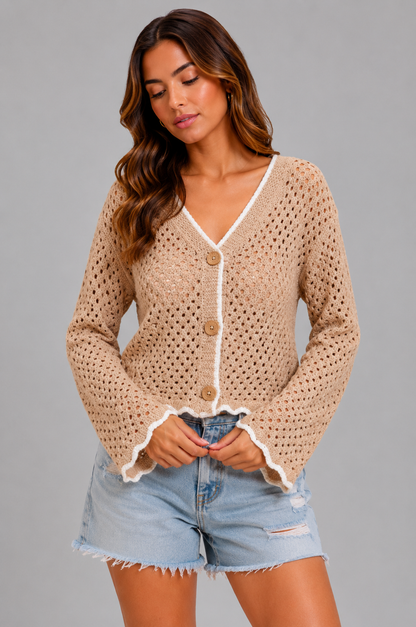 Arabella Open Knit Sweater Cardigan