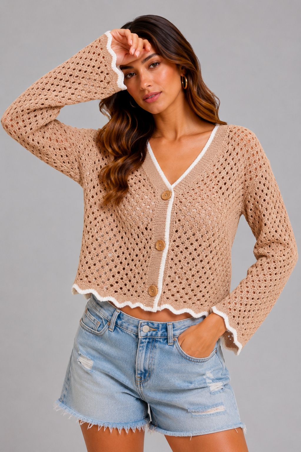Arabella Open Knit Sweater Cardigan