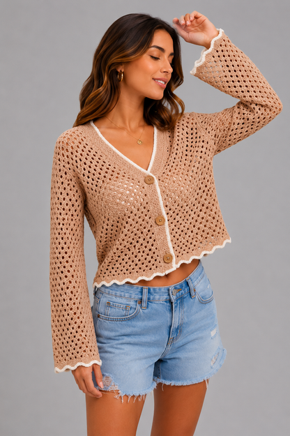 Arabella Open Knit Sweater Cardigan