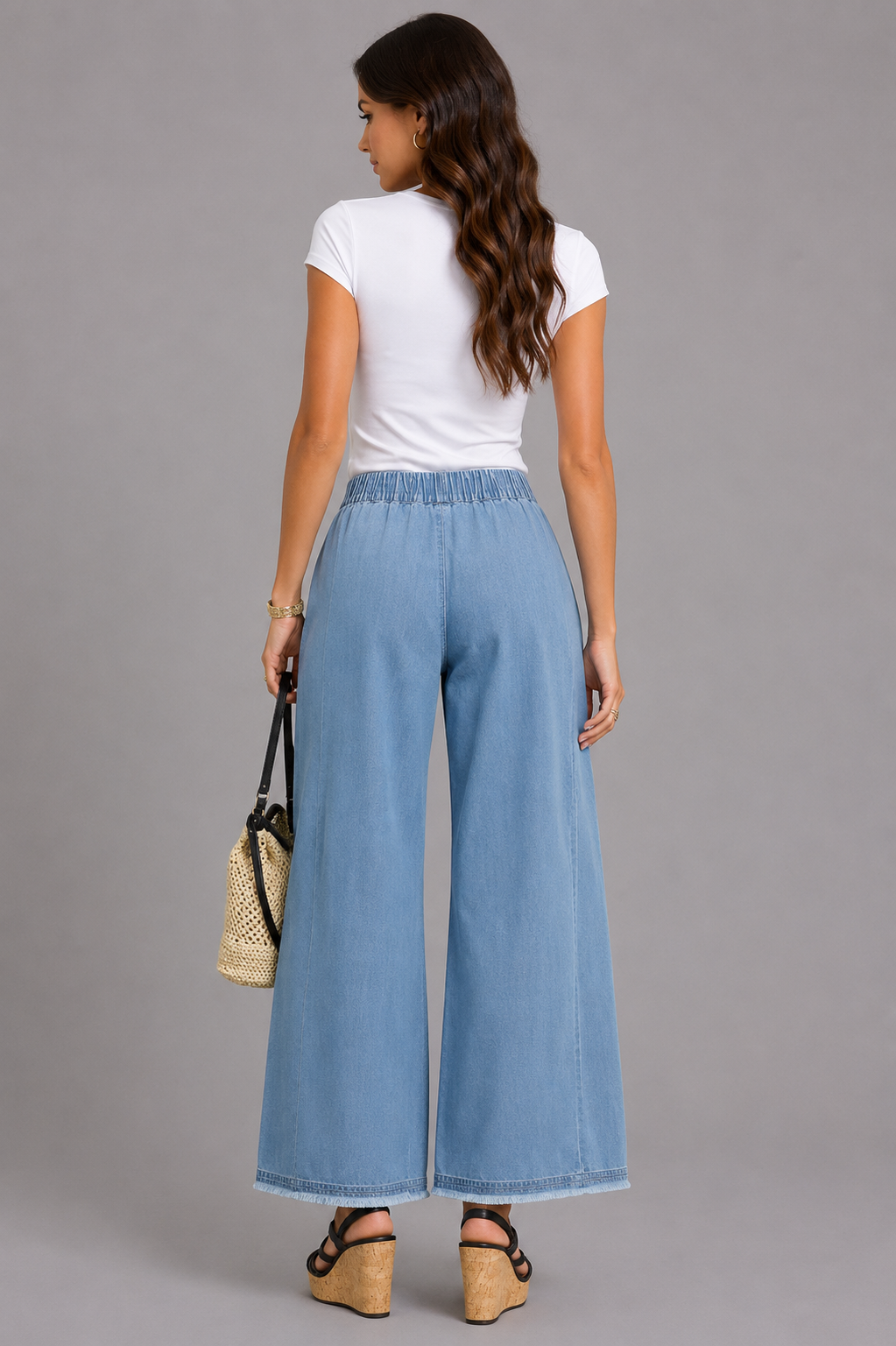 Brianna Stone Washed Pintuck Wide Leg Pants