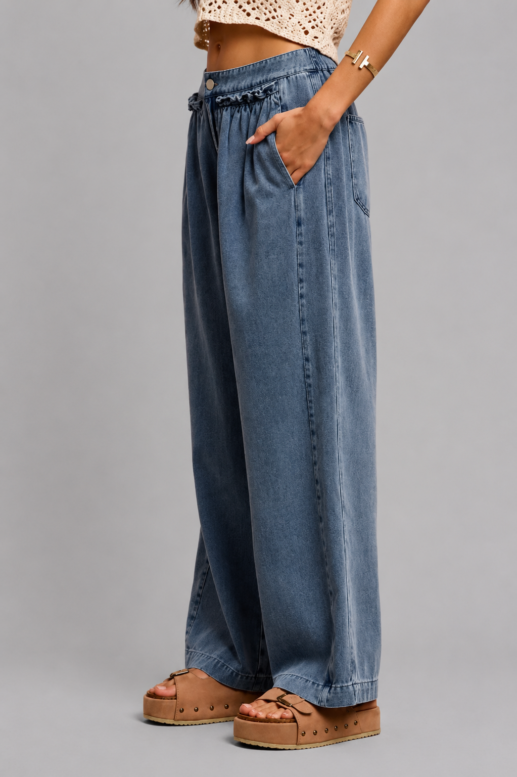 Clara Ruffled Wide Leg Jeans