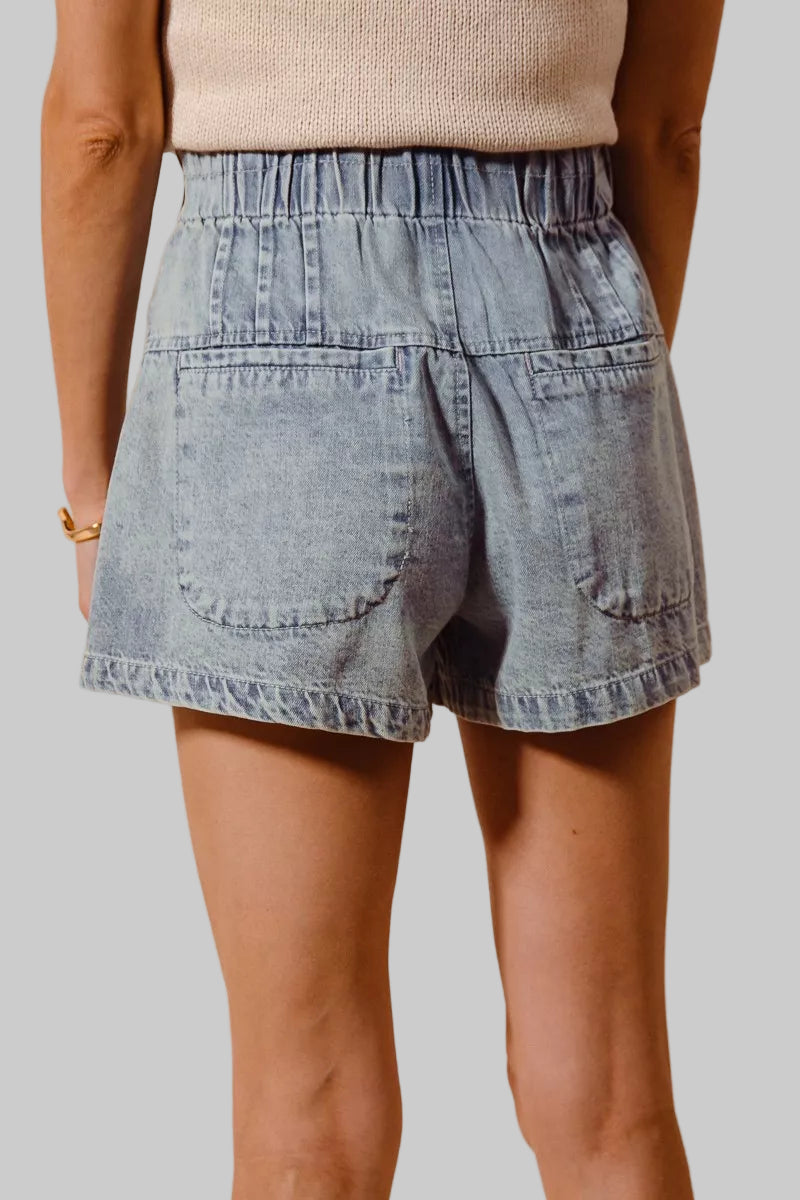 Daisy Flared Boho Denim Paperbag Shorts