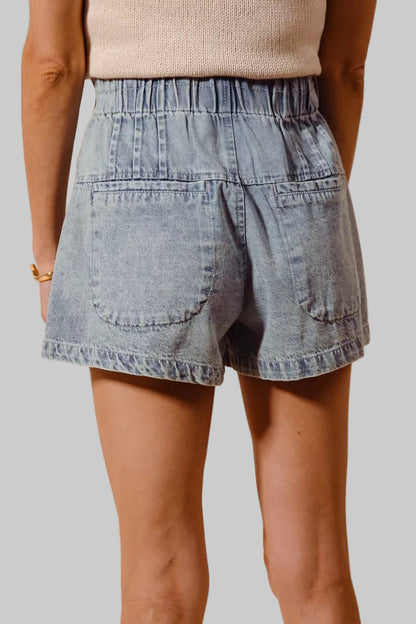 Daisy Flared Boho Denim Paperbag Shorts