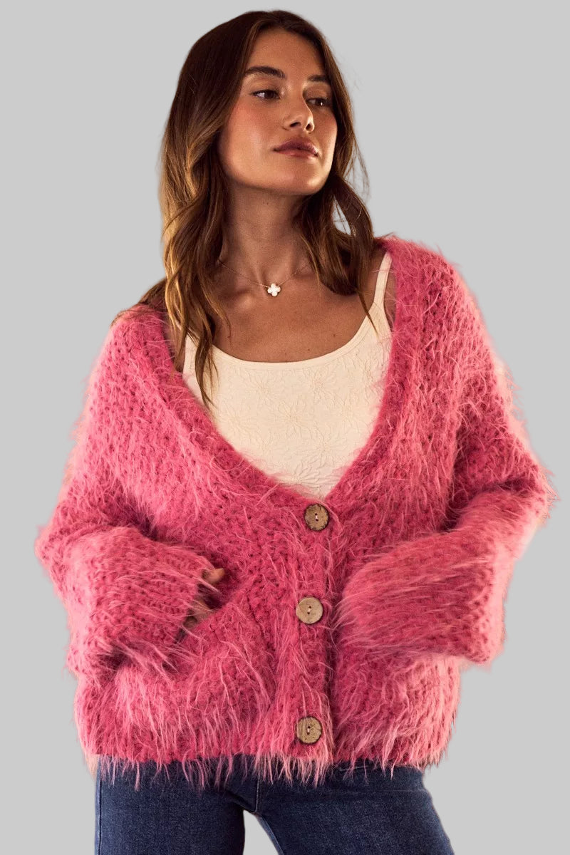 Dalia Soft Boho Mohair Loose Fit Cardigan