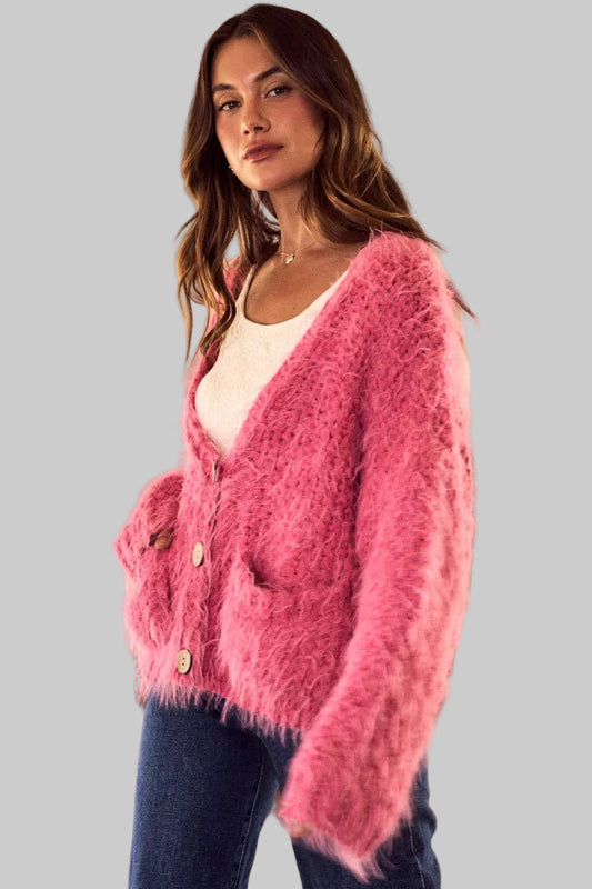 Dalia Soft Boho Mohair Loose Fit Cardigan