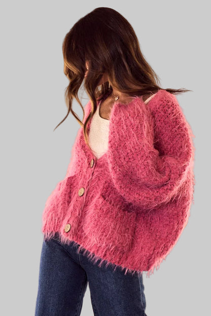 Dalia Soft Boho Mohair Loose Fit Cardigan