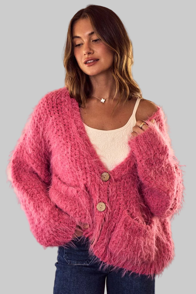 Dalia Soft Boho Mohair Loose Fit Cardigan