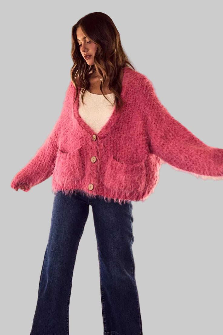 Dalia Soft Boho Mohair Loose Fit Cardigan