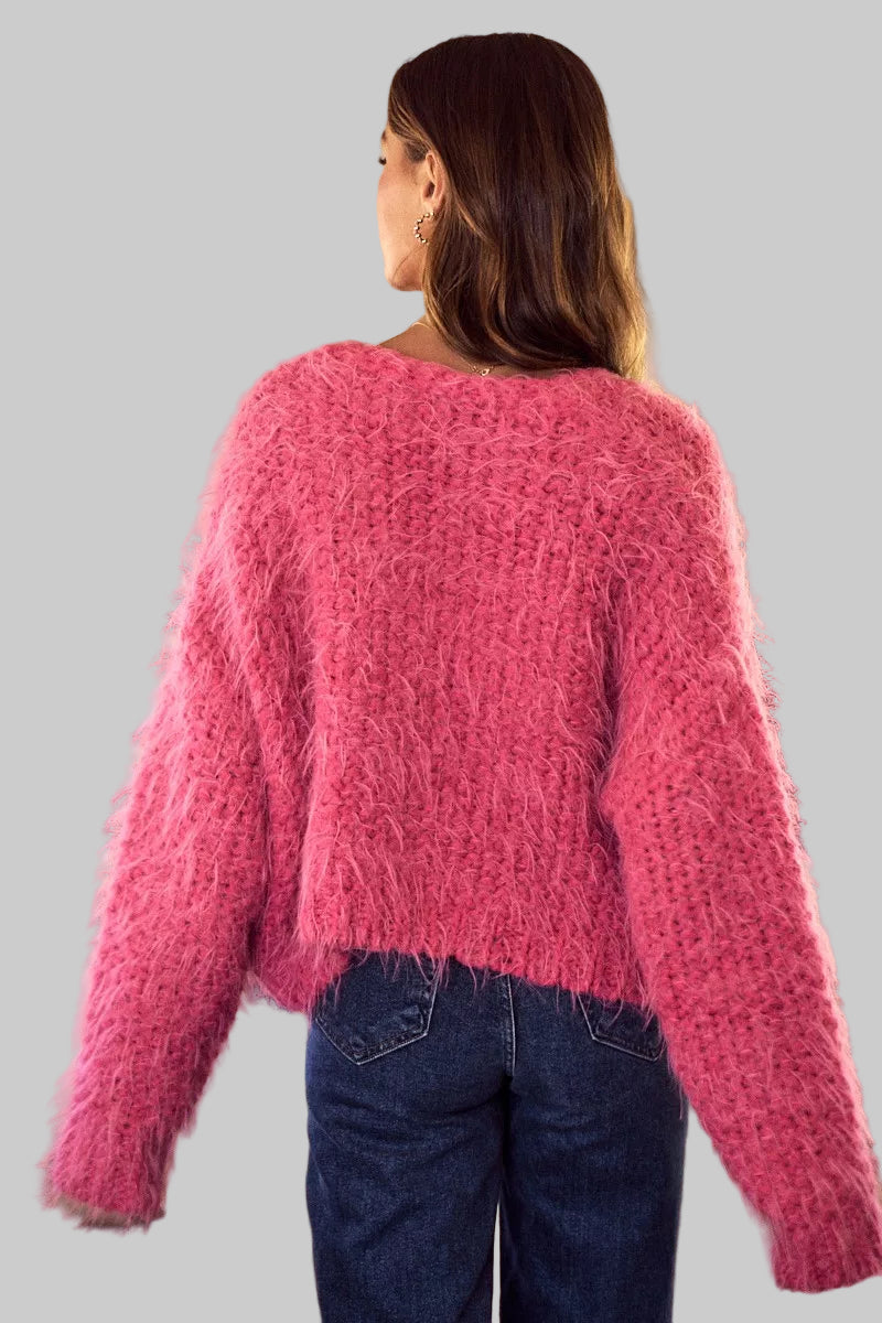 Dalia Soft Boho Mohair Loose Fit Cardigan