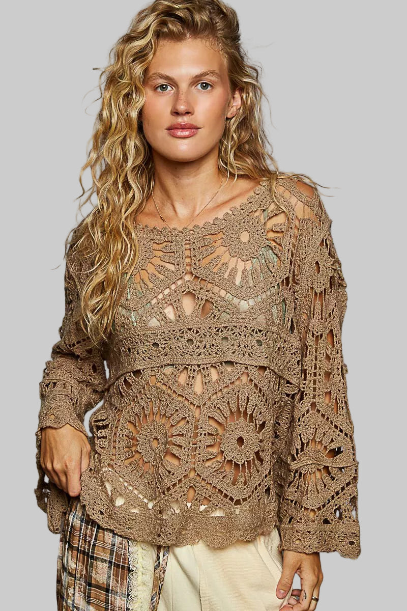 Deana Boho Crochet Knit Pattern Cropped Top