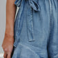 Denim Sleeveless V-Neck Ruffle Romper