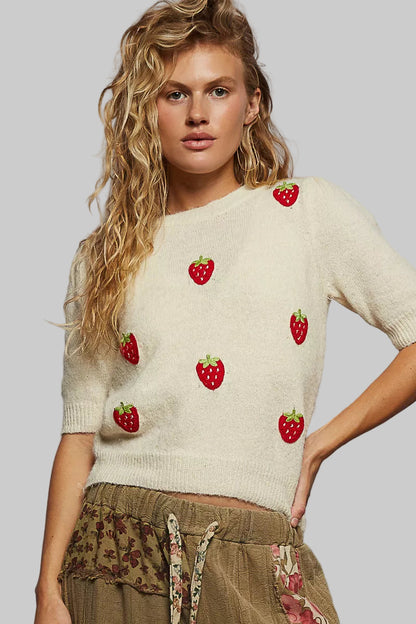 Eden Sweet Boho Strawberry Patch Sweater