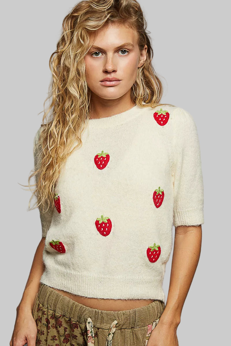 Eden Sweet Boho Strawberry Patch Sweater