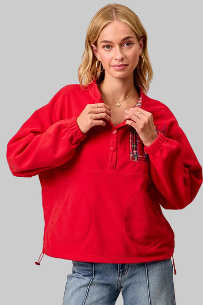 Eleanor Holiday Plaid Fleece Pullover Top