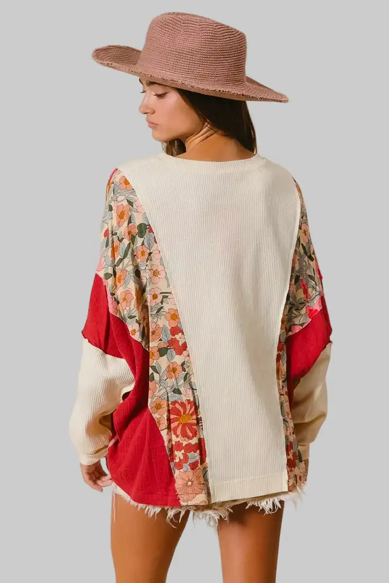 Elena Boho Floral Star Patch Sweatshirt