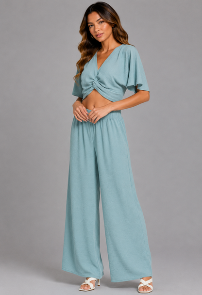 Elianna Twisted Top & Wide Leg Pants Set