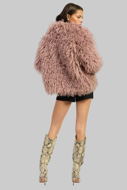 Emersyn Shaggy Faux Fur Jacket - Mauve