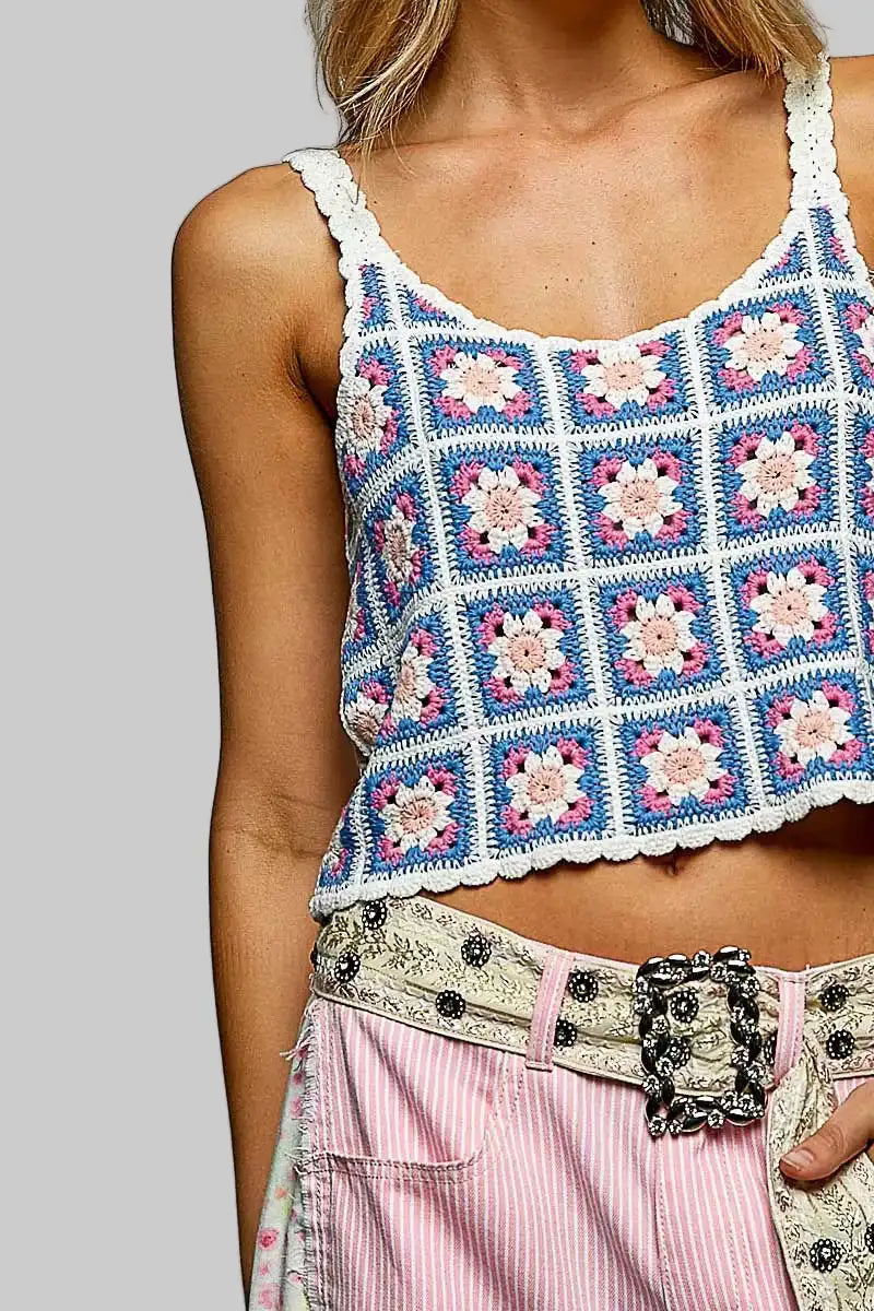 Emery Boho Cropped Crochet Cami Top