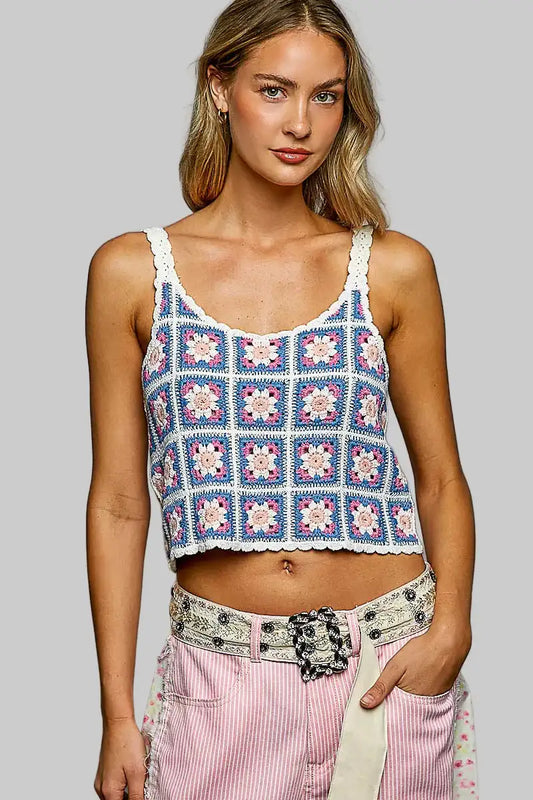 Emery Boho Cropped Crochet Cami Top