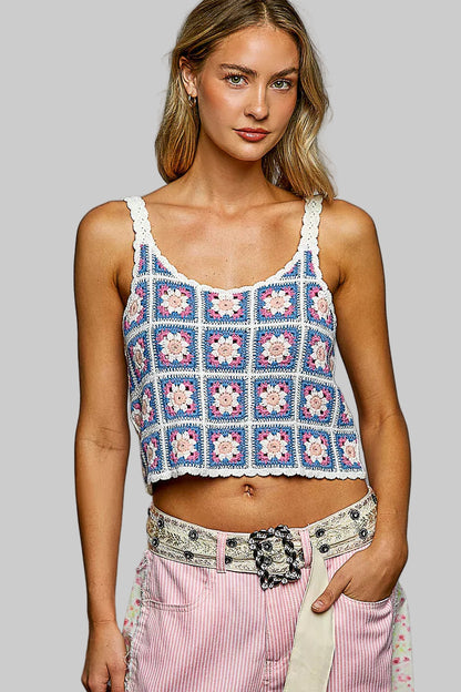 Emery Boho Cropped Crochet Cami Top