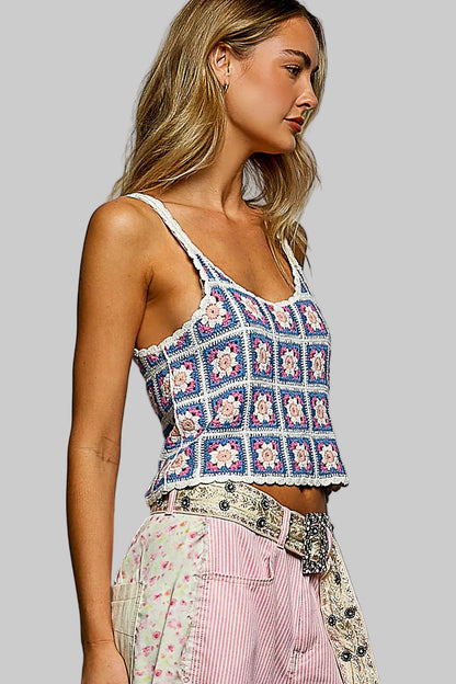 Emery Boho Cropped Crochet Cami Top