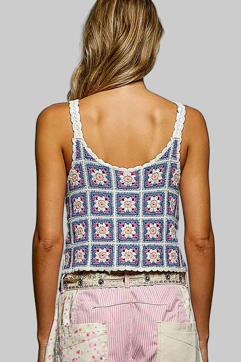 Emery Boho Cropped Crochet Cami Top