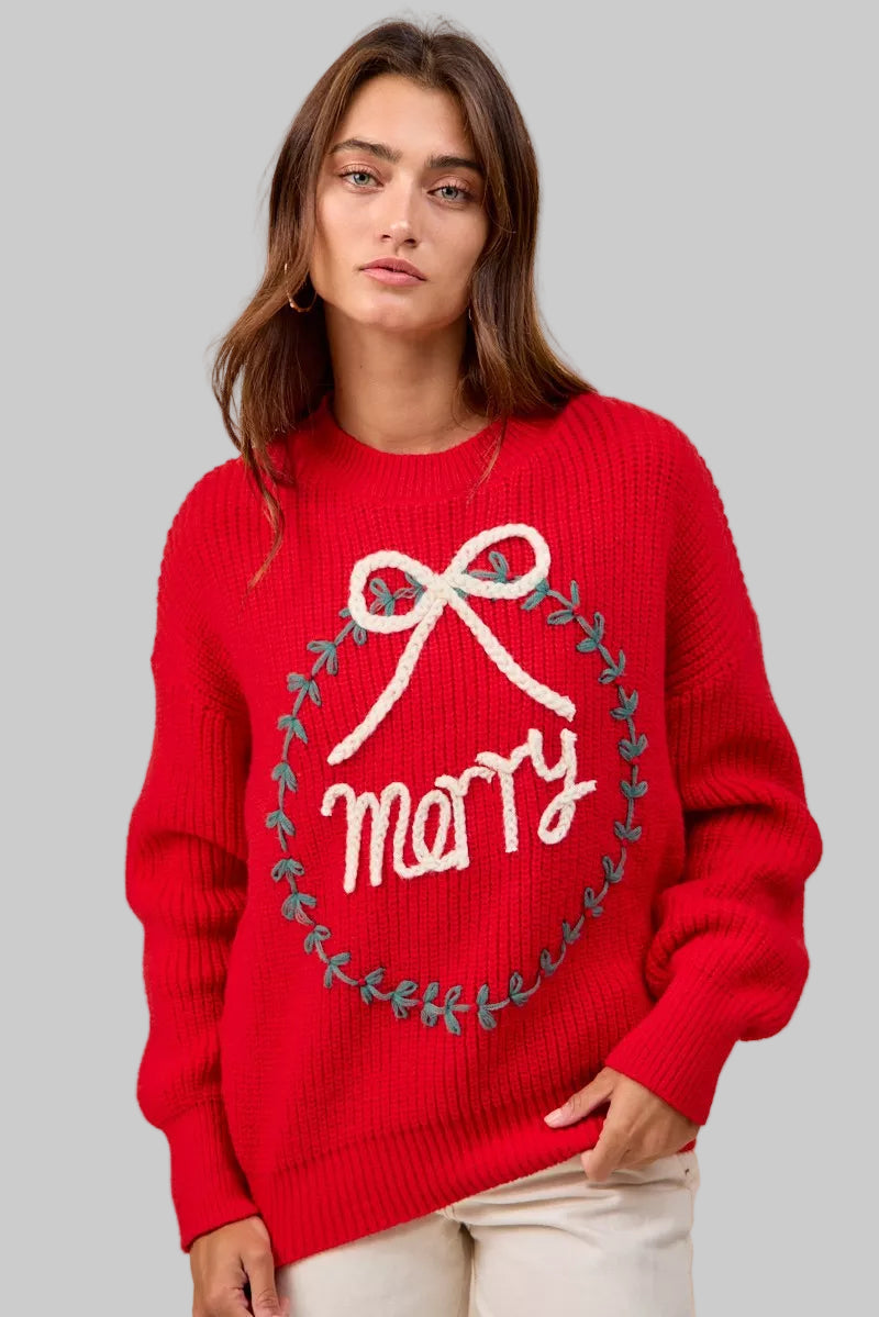 Emilia Christmas Wreath Merry Sweater