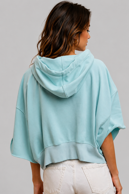 Emilia Terry Drawstring Hoodie Top
