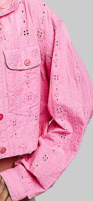 Emily Eyelet Cotton Cropped Jacket