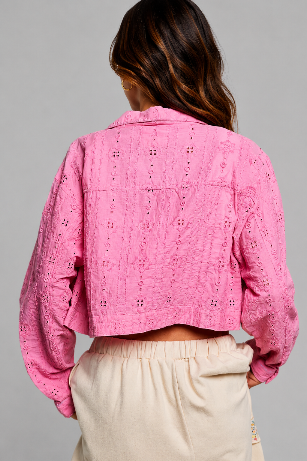 Emily Eyelet Cotton Cropped Jacket