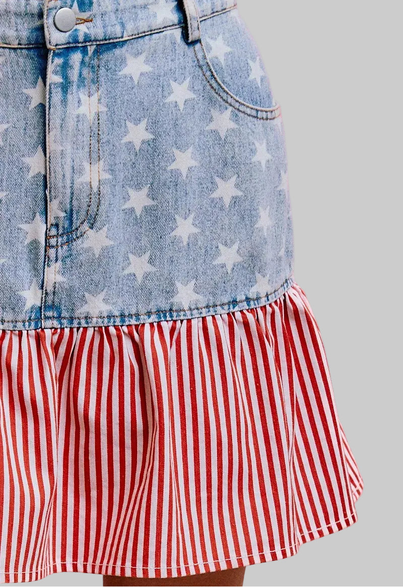 Emma Stars & Stripes Denim Mini Skirt