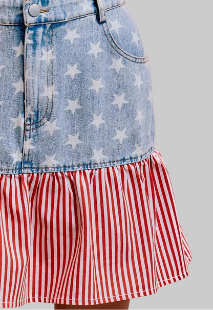 Emma Stars & Stripes Denim Mini Skirt
