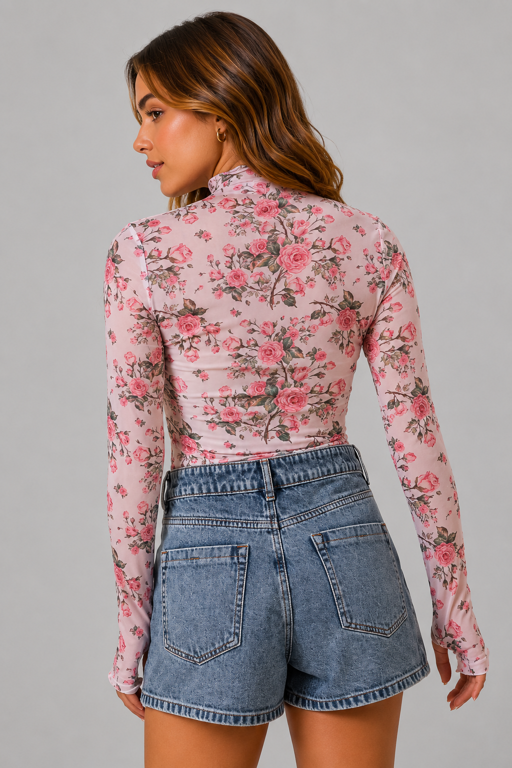 Everleigh Floral Rose Mesh Sheer Top