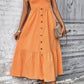 Felicity V-Neck Open Back Tangerine Sleeveless Button Front Dress