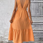 Felicity V-Neck Open Back Tangerine Sleeveless Button Front Dress