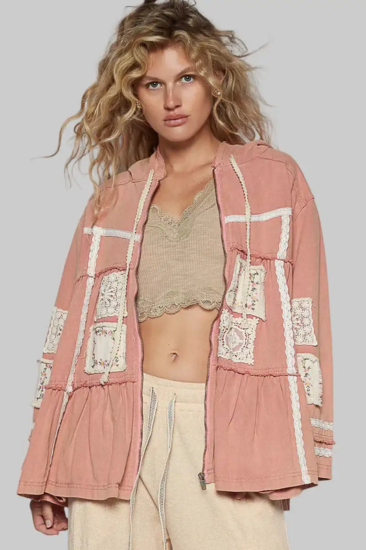 Gabriella Boho Patch Hooded Jacket 