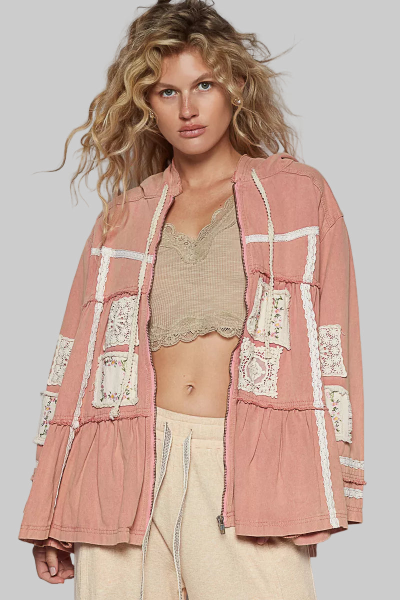 Gabriella Boho Patch Hooded Jacket 